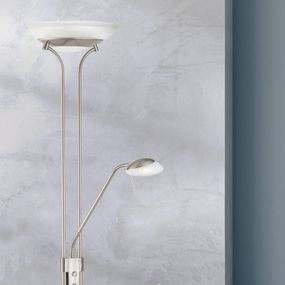 FISCHER & HONSEL Stojacia LED lampa Pool s ramenom na čítanie, CCT, Obývacia izba / jedáleň, kov, sklo, 28W, L: 32 cm, K: 182cm