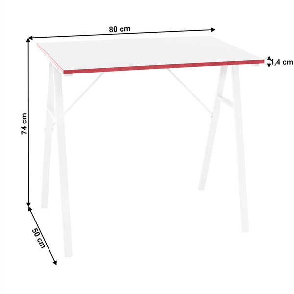 Počítačový stôl, biela/červená, RALDO