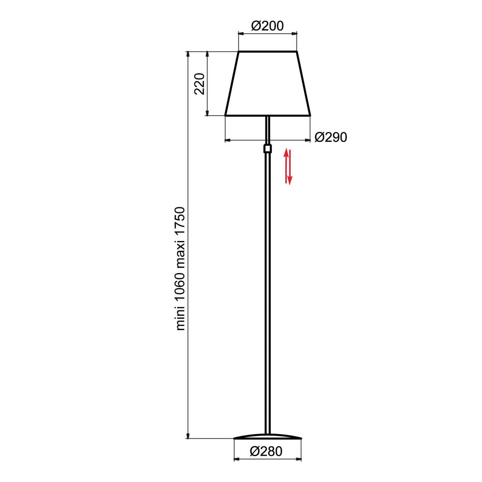 Aluminor Store stojaca lampa, hliník/červená, Obývacia izba / jedáleň, oceľ, látka, E27, 40W, K: 175cm