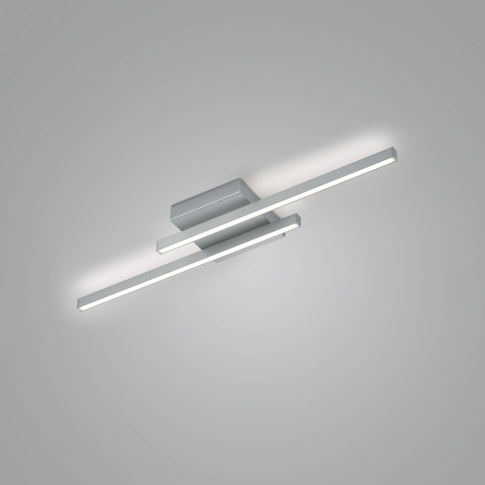 Knapstein Stropné LED svetlo Nuri up/down 2-plameňové nikel, Obývacia izba / jedáleň, hliník, oceľ, 38W, P: 91 cm, K: 6.8cm
