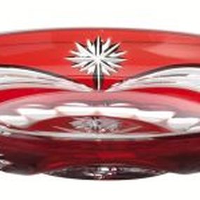 Krištáľový tanier Festoonery, farba rubínová, priemer 180 mm