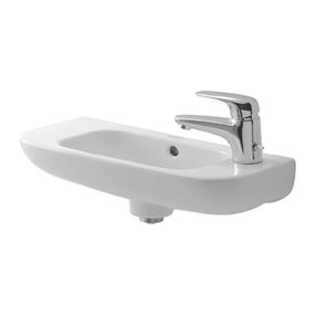 Duravit D-Code - Umývadielko 500x220 mm, otvor pre batériu vpravo, biela 07065000082