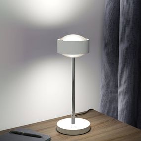 Top Light Puk! 120 Eye Table LED, šošovky matné, biela/chróm, Obývacia izba / jedáleň, hliníkový zinok, látka, sklo, 12W, K: 37cm