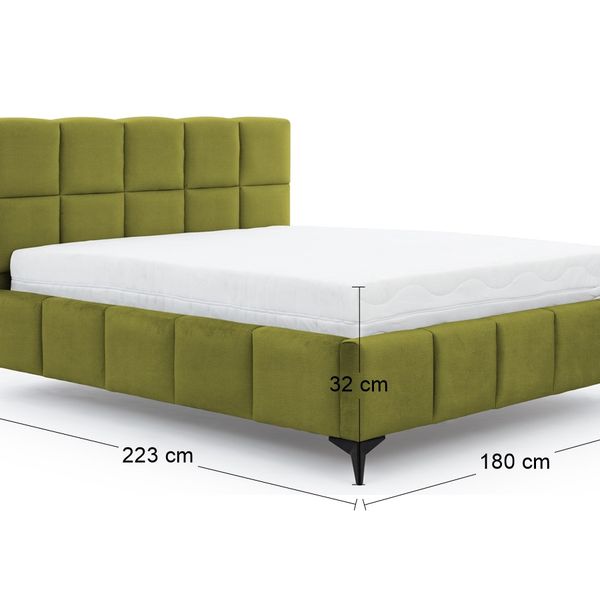 Čalúnená manželská posteľ s roštom Molina 160 - svetlozelená
