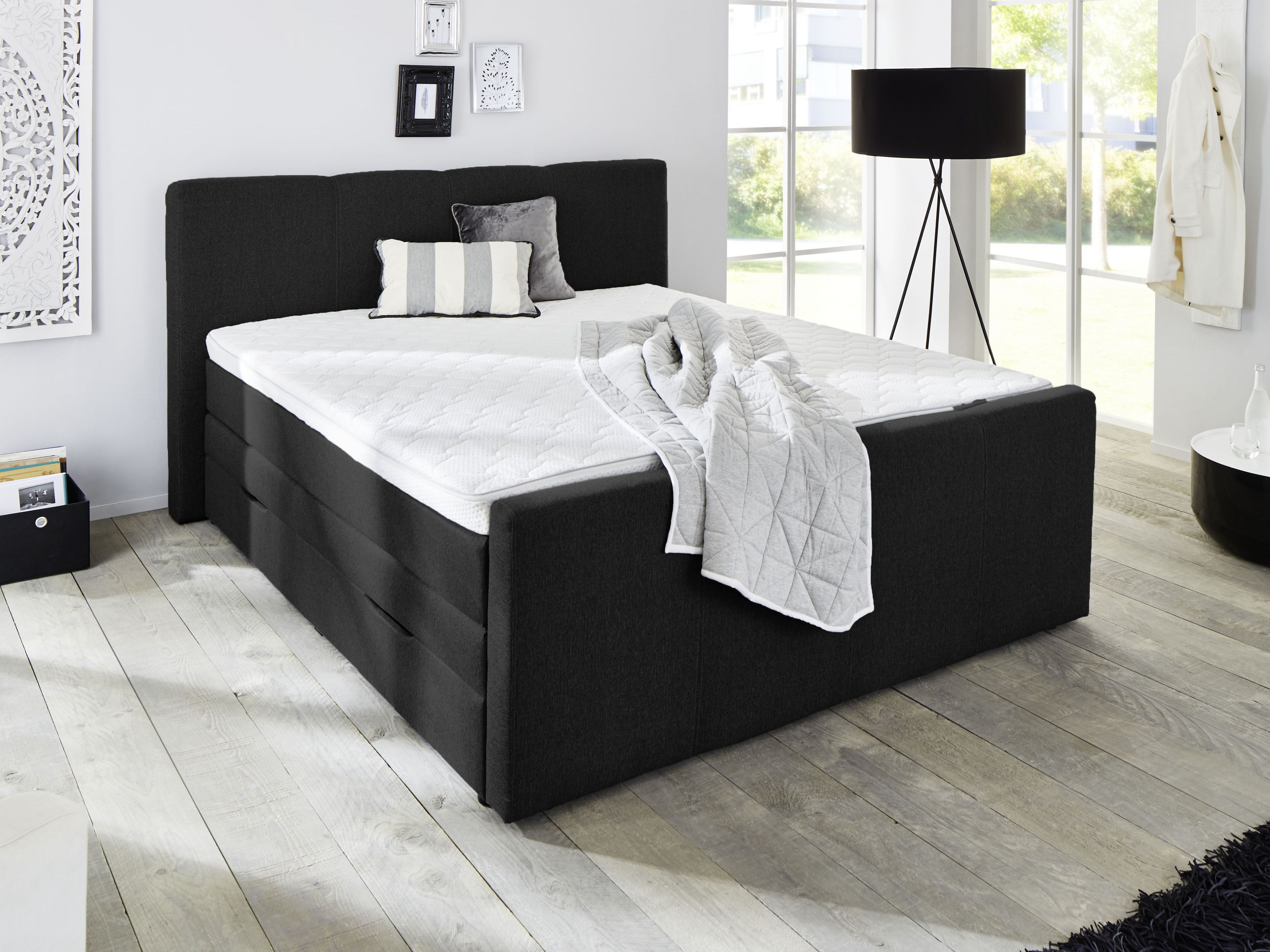 Manželská posteľ Boxspring 180 cm TBX 1110 (antracit) (s matracmi)