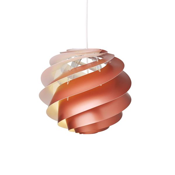LE KLINT Swirl 3 Small – závesná lampa v medenej, Obývacia izba / jedáleň, plast, E14, 25W, K: 30cm