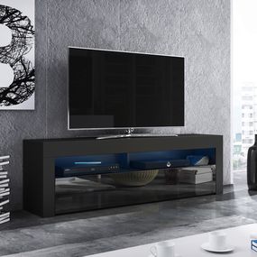 TV stolík/skrinka Mex (čierna matná + čierny lesk)