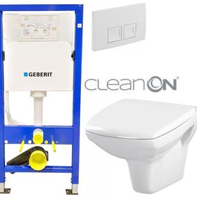 GEBERIT DuofixBasic s bielym tlačidlom DELTA50 + WC CERSANIT CLEANON CARINA + SEDADLO 458.103.00.1 50BI CA1