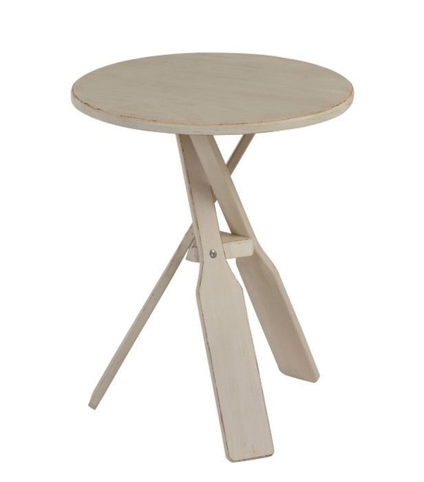 Béžový drevený odkladací stolík s pádlami Paddles - Ø 45 * 56cm