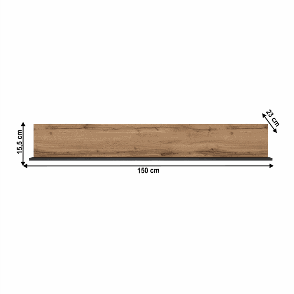 Polica 150, dub wotan/čierna, LOFTA