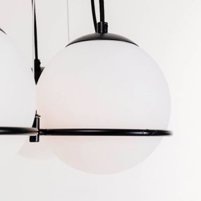 KARE Globes závesná lampa v bielej a čiernej, Obývacia izba / jedáleň, oceľ, sklo, E14, 40W