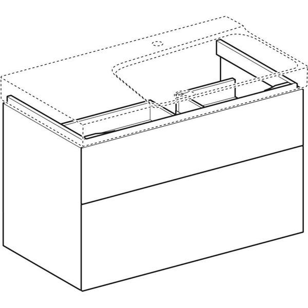 Geberit Xeno 2 - Skrinka pod umývadlo 900 mm, s odkladacou plochou, zásuvka s LED svietidlom, sivobéžová 500.516.00.1