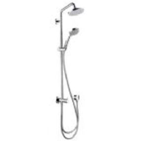 HansGrohe Croma Select E - Sprchová súprava Showerpipe 180 s termostatom, 2 prúdy, EcoSmart 9 l/min, biela/chróm 27257400