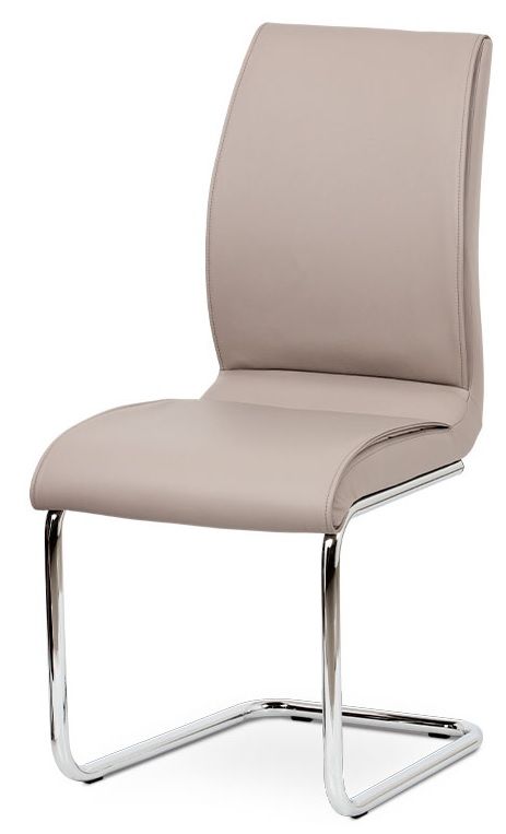 AUTRONIC Jídelní židle koženka lanýžová / chrom DCH-575 LAN