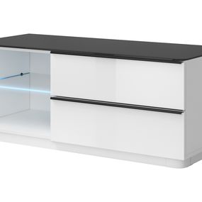 TV stolík/skrinka Toft Typ 41 (biela + čierne sklo)