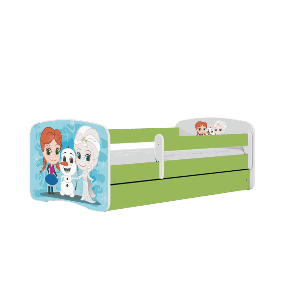 Letoss  Detská posteľ BABY DREAMS 140/70 - Ľadové kráľovstvo Zelená S matracom Bez uložného priestoru