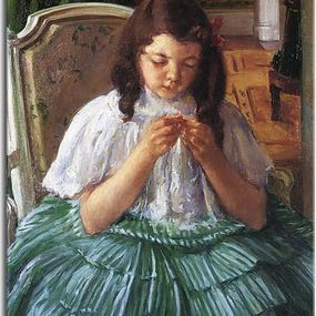 Françoise in Green, Sewing Mary Cassatt Obraz zs17648