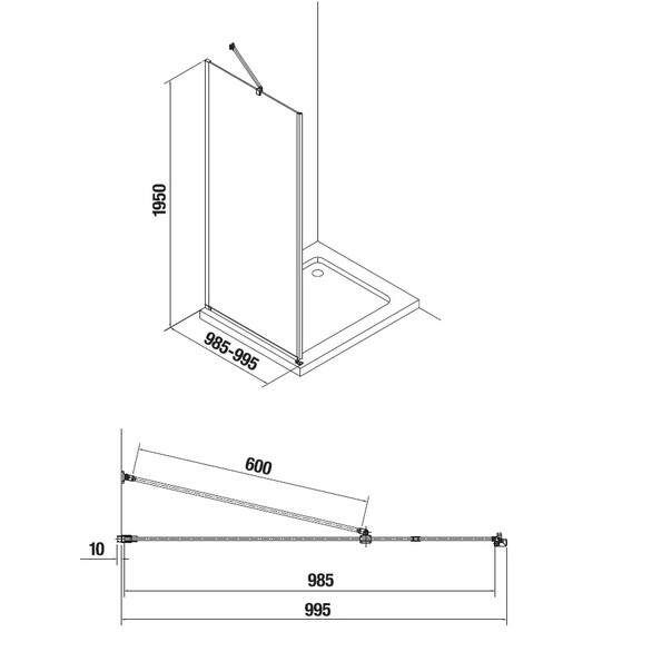 JIKA Pure - sprchová stena 1000mm, číre sklo H2974230026681