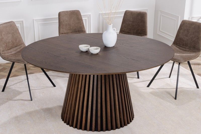 Estila Moderný jedálenský stôl Davidson z dreva okrúhly tmavohnedý dub 120cm