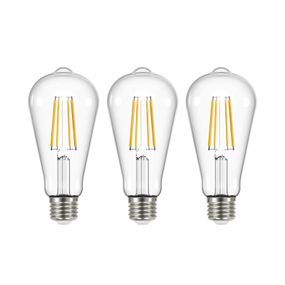 Arcchio LED žiarovka číra E27 3, 8W 3000K 806lm 3ks, sklo, polykarbonát, hliník, E27, 3.8W, Energialuokka: A, P: 14.5 cm