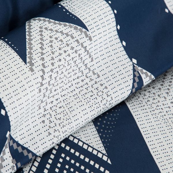 Súprava obliečok PALERMO z bavlny zdobená geometrickým motívom v modro bielych farbách