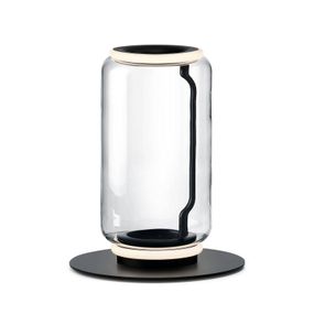 FLOS Noctambule 1 Low Cylinder, small base, Obývacia izba / jedáleň, sklo, hliník, 18W, K: 50cm