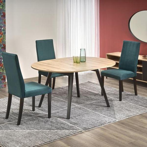 Halmar RUBEN stôl doska - dub artisan, nohy - čierne (102-142x102x75 cm)