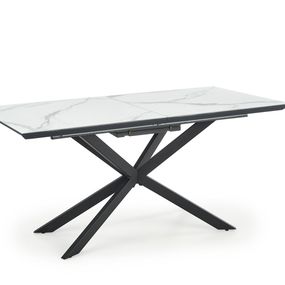 Halmar DIESEL rozkladací stôl doska - biely mramor / tmavo šedá, nohy - čierne