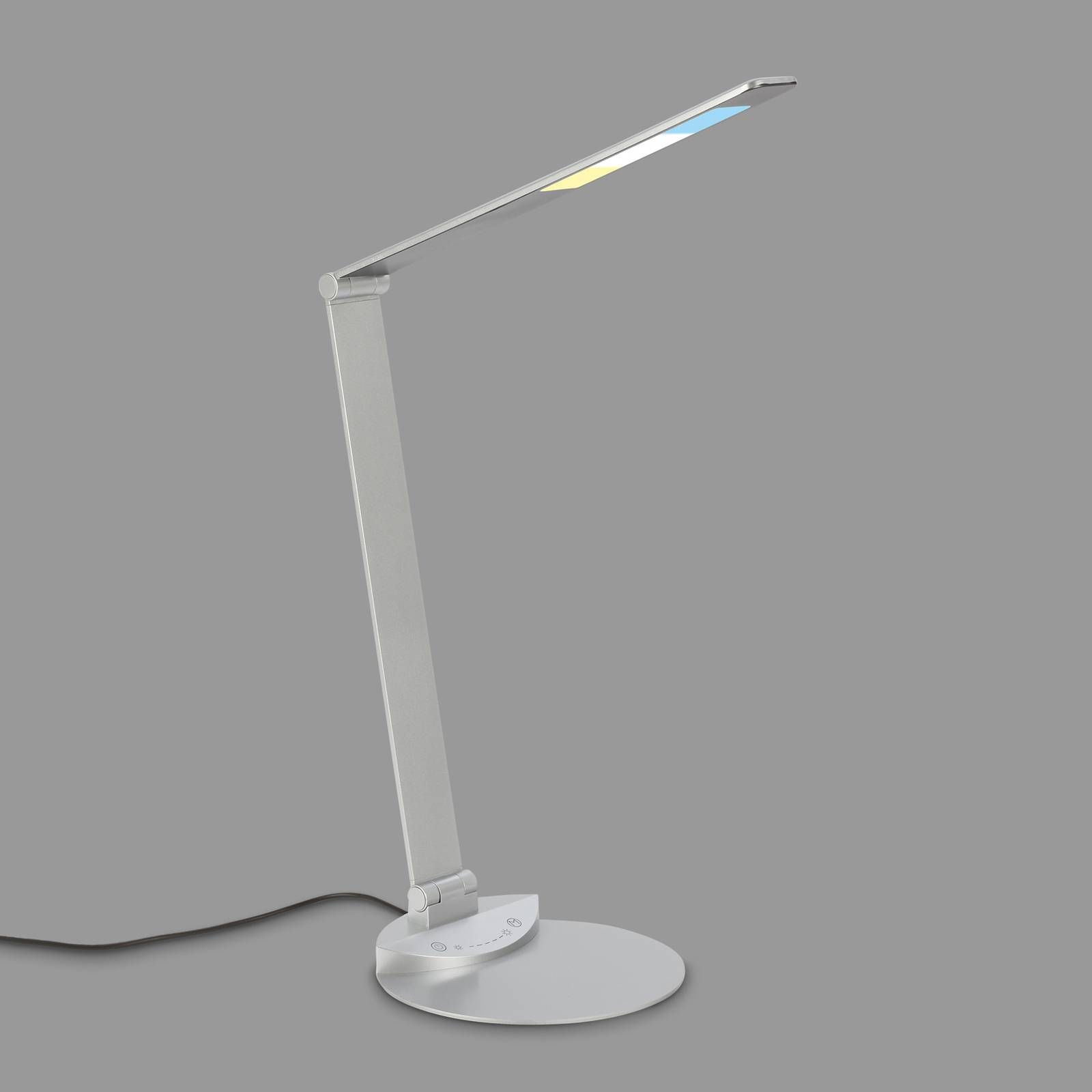 Briloner Stolová LED lampa Haiti touchdim CCT strieborná, Pracovňa / Kancelária, kov, plast, 6.5W, K: 83cm