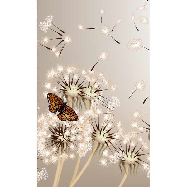 MS-2-0148 Vliesová obrazová fototapeta Dandelions and Butterfly, veľkosť 150 x 250 cm