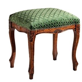 Estila Baroková luxusná čalúnená taburetka Clasica z masívneho dreva s ornamentálnym vyrezávaním 45cm