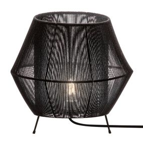 Viokef Stolná lampa Zaira v čiernej, Obývacia izba / jedáleň, plast, lano, E27, 60W, K: 25.5cm