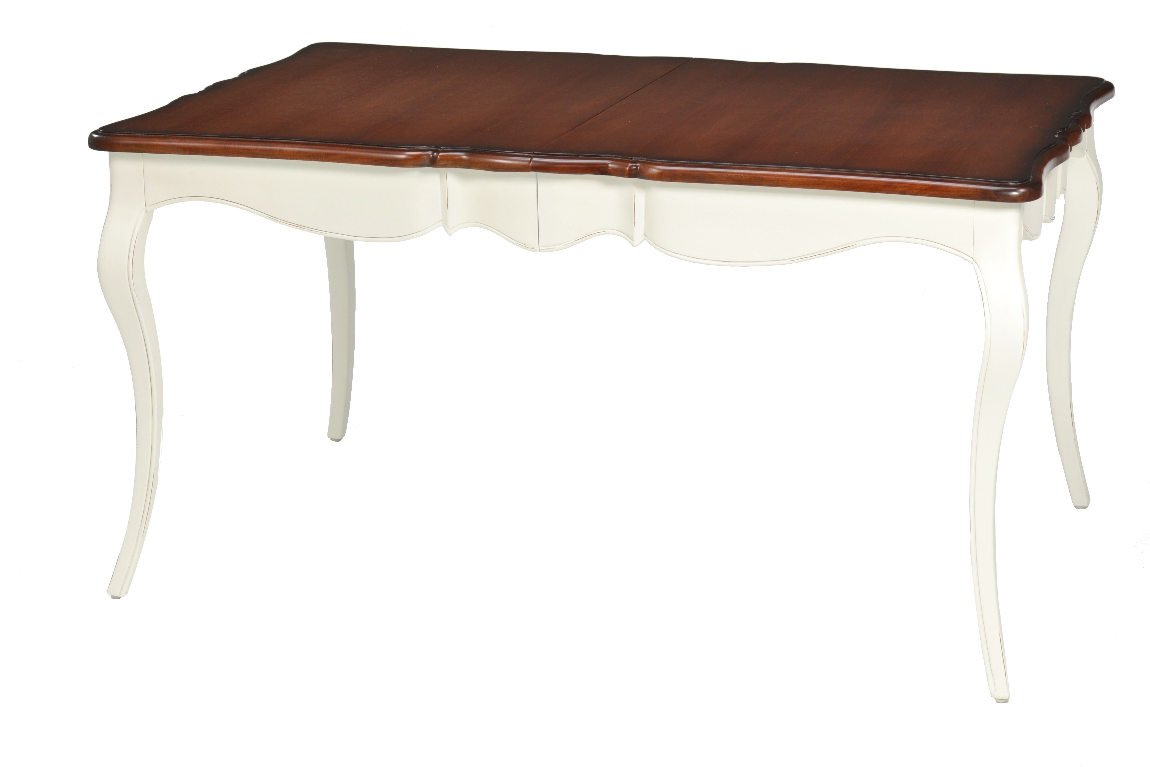 Estila Luxusný provensálsky masívny rozkladací jedálenský stôl s tmavou vrchnou doskou a bielou konštrukciou 230cm
