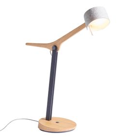 Domus Drevená stolná LED lampa Frits v dubovej, Obývacia izba / jedáleň, dubové drevo, vlnená plsť, 7W, K: 42cm