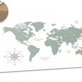 Obraz na korku decentná mapa v zelenom prevedení - 120x80