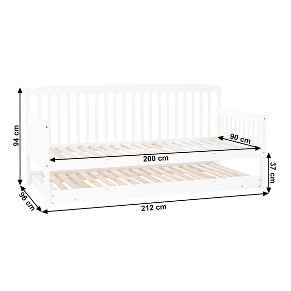 Detská rozkladacia posteľ s prístelkou, biela, masív, PEDREZA