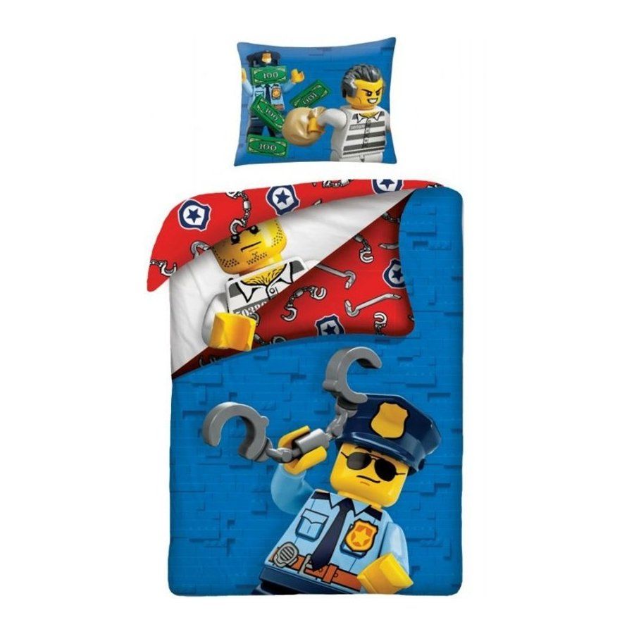 Halantex · Bavlnené posteľné obliečky LEGO City - motív Policajt vs. väzeň - 100% bavlna - 70 x 90 cm + 140 x 200 cm