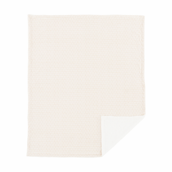 Obojstranná baránková deka, béžová/biela/vzor, 150x200, AVANTI