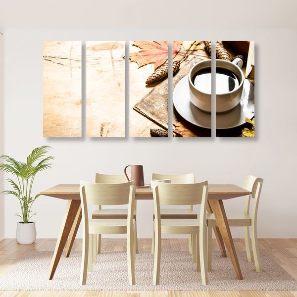 5-dielny obraz šálka kávy v jesennom nádychu - 200x100