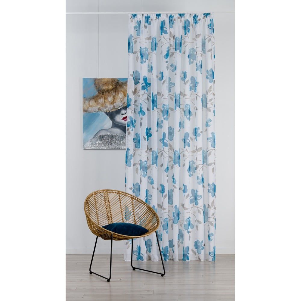 Bielo-modrá záclona 300x260 cm Mariola - Mendola Fabrics