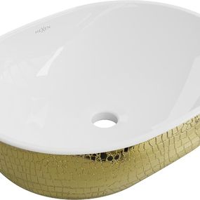 MEXEN - Viki umývadlo na dosku 48 x 35 cm, biela/zlatá vzor 21054808