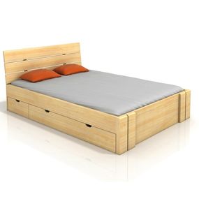 Manželská posteľ 160 cm Naturlig Tosen High Drawers (borovica) (s roštom)