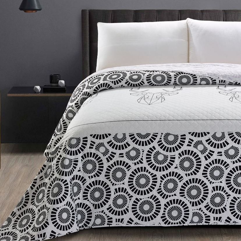 DomTextilu Luxusný čierno biely prehoz na manželskú posteľ Šírka: 240 cm | Dĺžka: 260 cm 14408-41936