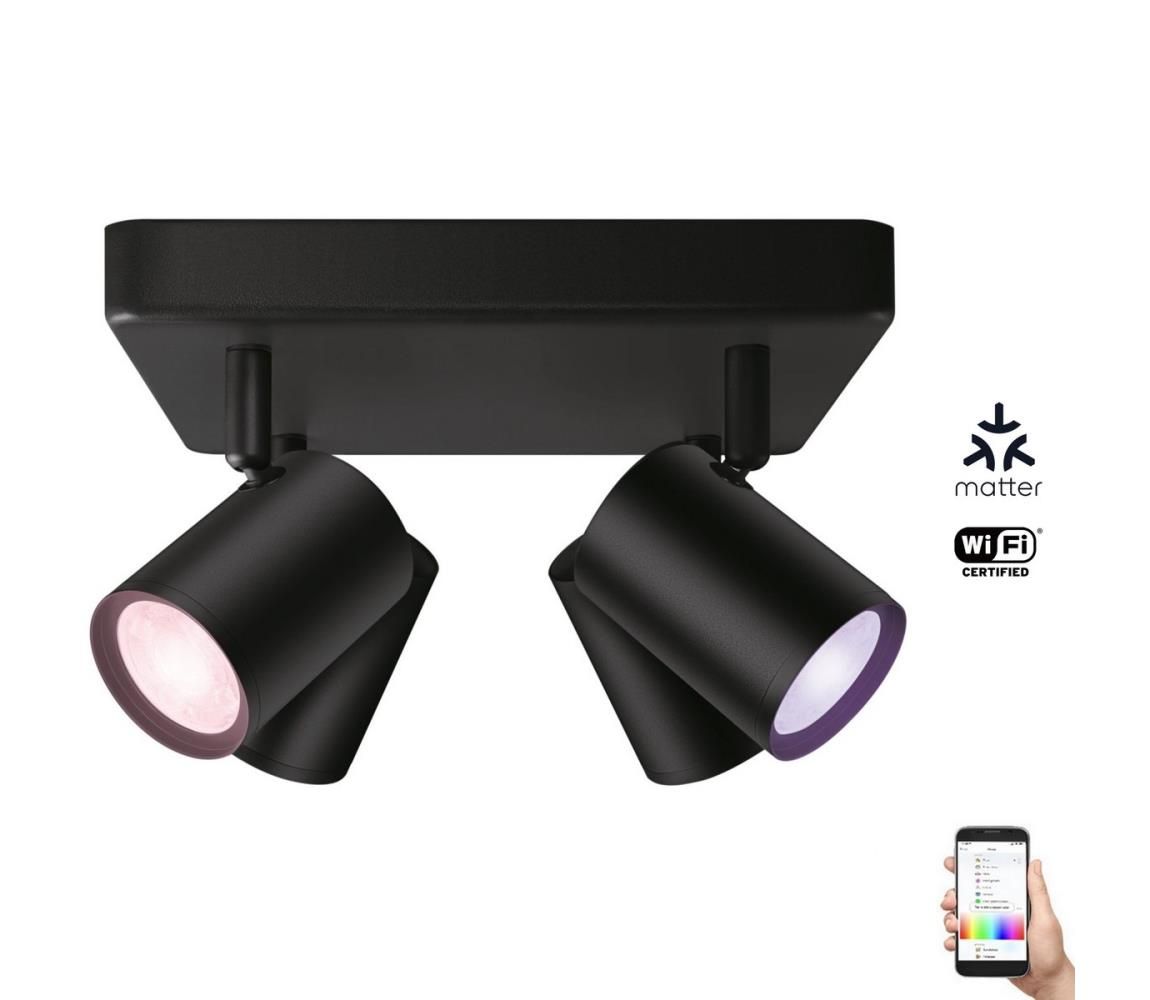 WiZ - LED RGBW Stmievateľné bodové svietidlo IMAGEO 4xGU10/4,9W/230V čierna Wi-Fi