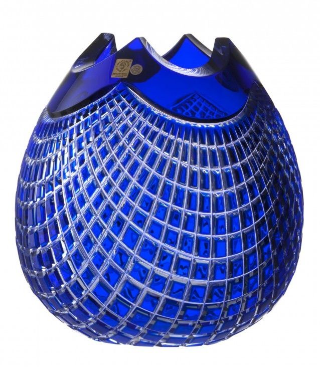 Krištáľová váza Quadrus, farba modrá, výška 250 mm