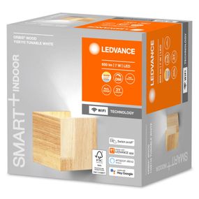 LEDVANCE SMART+ WiFi Orbis Wall Wood, 11 x 11 cm, Chodba, drevo, 7W, L: 11 cm, K: 11cm