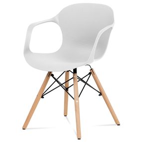 Autronic Jedálenská stolička, štrukturovaný plast biely, natural ALBINA WT