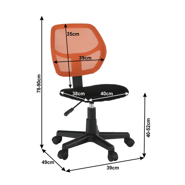 Otočná stolička, oranžová/čierna, MESH