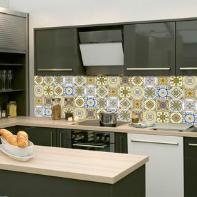 Samolepiaca fototapeta do kuchyne retro mozaika - 180x60