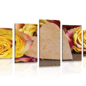 5-dielny obraz valentínske žlté ruže - 100x50